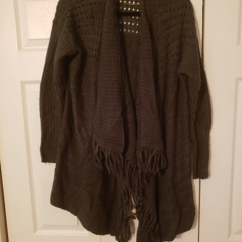 Hunter green open sweater